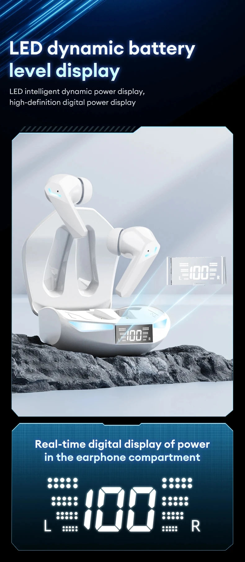 New Lenovo XT53 Wireless Upgrade Bluetooth 5.4 Earphones LED Digital Display Waterproof Headphones Low Latency Gaming Earbuds