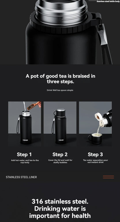 2L Thermos Insulated Water Bottle Hot Water Bottle Vacuum Flask Smart coffee drinkware cup Stainless Steel Double Wall Kettles