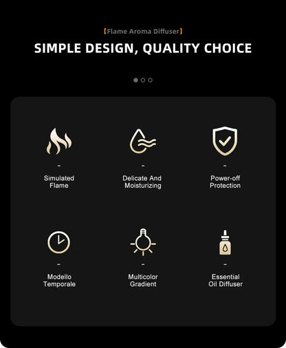 NEWSTYLE Simulated Flame Aroma Diffuser Bonfire Air Humidifier Ultrasonic Cool Mist Maker Fogger LED Essential Oil Lamp Diffuser