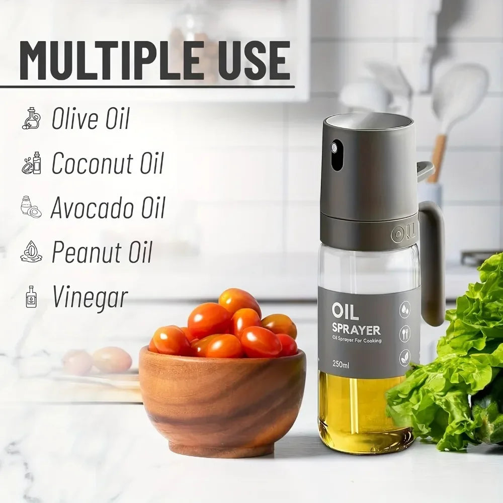 250ML Oil Sprayer High Borosilicate Glass BPA Free Cooking Oil Mister Olive Oil Sprayer for Air Fryer Salad BBQ Kitchen Gadget