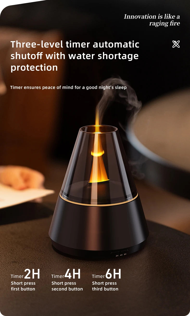 NEWSTYLE Simulated Flame Aroma Diffuser Bonfire Air Humidifier Ultrasonic Cool Mist Maker Fogger LED Essential Oil Lamp Diffuser