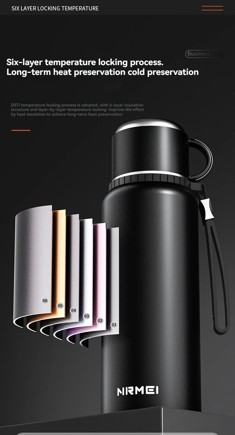 2L Thermos Insulated Water Bottle Hot Water Bottle Vacuum Flask Smart coffee drinkware cup Stainless Steel Double Wall Kettles