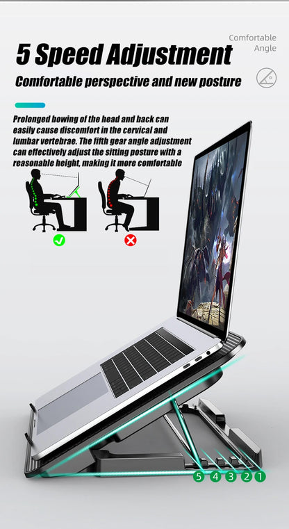 COOLCOLD A9 Gaming RGB Laptop Cooler 2 USB Ports 6 Fan Gaming Led Light Notebook Cooler For 13-18 Inch Stand For Laptop Macbook