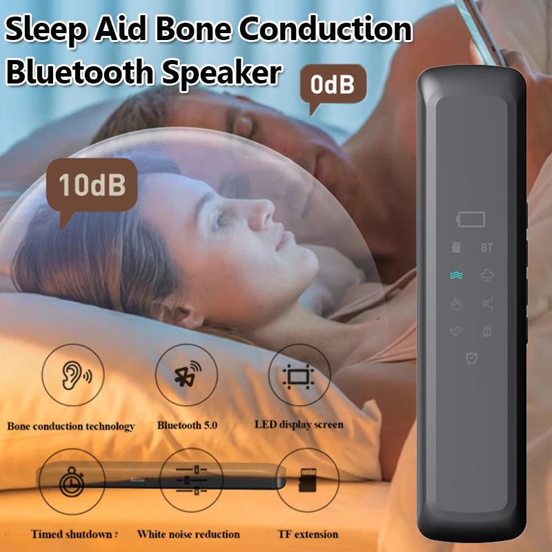 Under Pillow Bone Conduction Bluetooth Speaker White Noise Sleep Aid Soundbar with LED Display Timed Shutdown TF Card Music Play