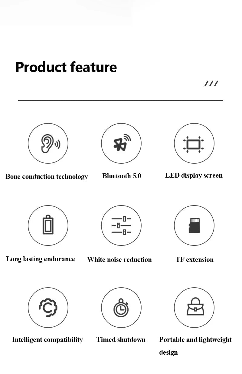 Under Pillow Bone Conduction Bluetooth Speaker White Noise Sleep Aid Soundbar with LED Display Timed Shutdown TF Card Music Play