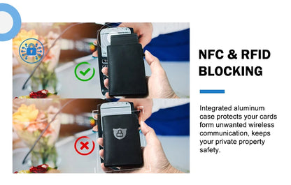 CASEKEY Men Cow Leather Smart Airtag Wallet RFID Crazy Horse Premium Leather Magnetic Closure Pop Up Credit Air Tag Card Holder