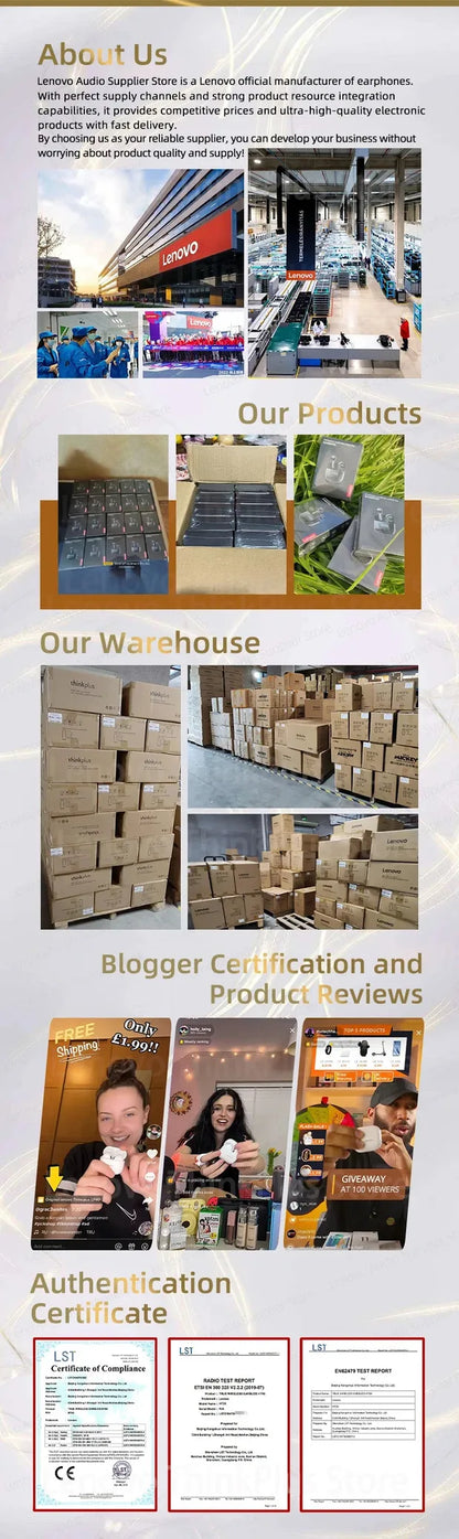 New Lenovo LP75 TWS Sports Earphones Bluetooth 5.3 Wireless Headphones Waterproof HiFi Stereo Noise Reduction Earbuds with Mics