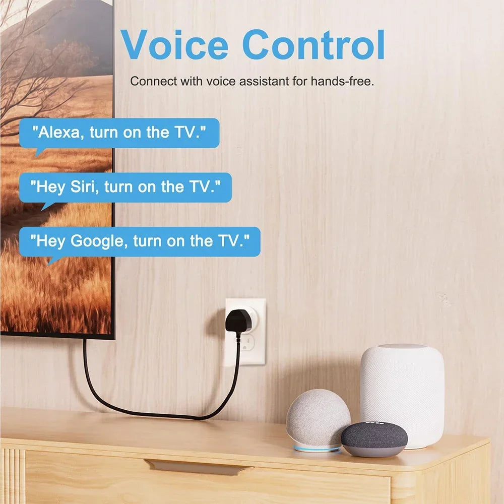 Matter Smart Socket UK WiFi Smart Plug 16A Mini Home Appliance Outlet Voice App Control Work with Alexa Google Home HomeKit Siri