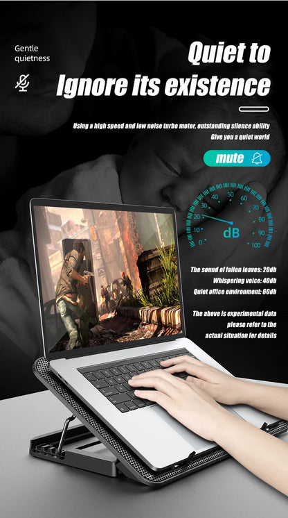 COOLCOLD A9 Gaming RGB Laptop Cooler 2 USB Ports 6 Fan Gaming Led Light Notebook Cooler For 13-18 Inch Stand For Laptop Macbook