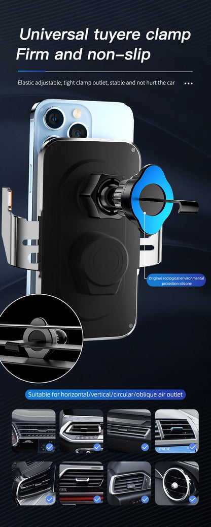 Universal Car Wireless Charging Mobile Phone Holder Air Outlet Navigation Bracket Transparent Vehicle Mount for Smartphones