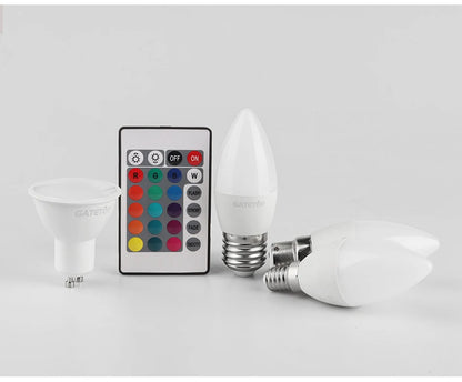 LED RGB Lamp Spotlight Bulb E27 E14 GU10 B22 AC120V 230V Bombillas LED 6W 10W IR Remote Control Led Smart RGBW Lamp Home Decor