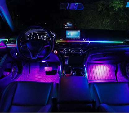 18 in 1 Dual Zone Symphony Streamer Car Ambient Light Interior LED Full Color RGB Neon Acrylic Strip Atmosphere Lighting Kit App
