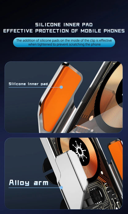 Universal Car Wireless Charging Mobile Phone Holder Air Outlet Navigation Bracket Transparent Vehicle Mount for Smartphones