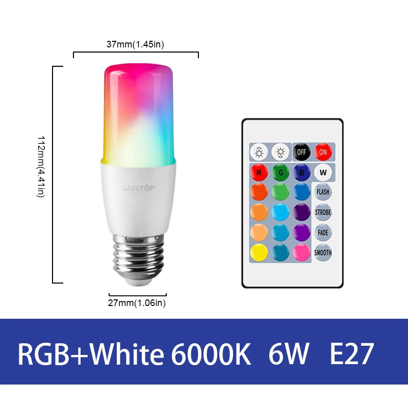 LED RGB Lamp Spotlight Bulb E27 E14 GU10 B22 AC120V 230V Bombillas LED 6W 10W IR Remote Control Led Smart RGBW Lamp Home Decor