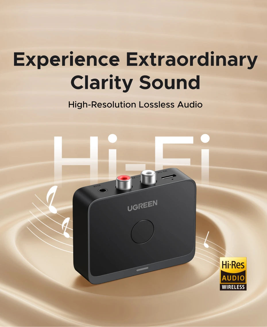 UGREEN AUX Bluetooth Receiver LDAC AAC Hi-Fi 3.5mm Jack 2RCA RCA Audio Bluetooth 6.0 Adapter Receivers 15h For Car Speaker PC