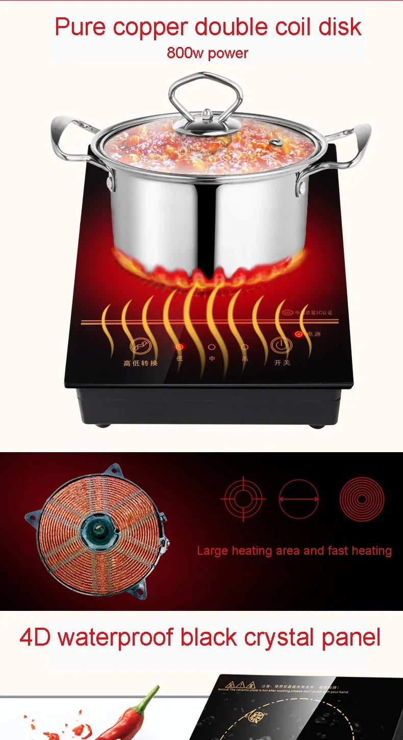 Mini Electric Magnetic Induction Cooker Wire control Embedded Hotpot Hob Burner Waterproof hot pot Tea Boiler Stove Cooktop 800W