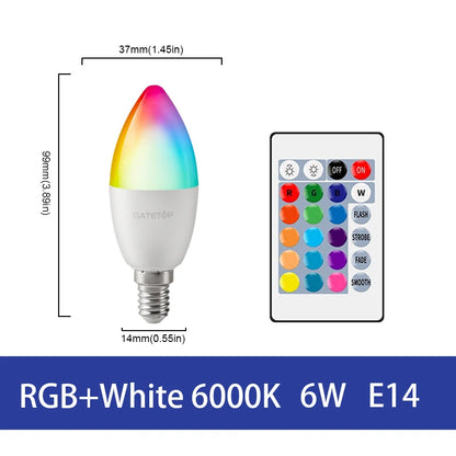 LED RGB Lamp Spotlight Bulb E27 E14 GU10 B22 AC120V 230V Bombillas LED 6W 10W IR Remote Control Led Smart RGBW Lamp Home Decor