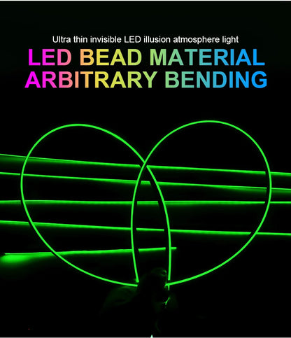 18 in 1 Dual Zone Symphony Streamer Car Ambient Light Interior LED Full Color RGB Neon Acrylic Strip Atmosphere Lighting Kit App