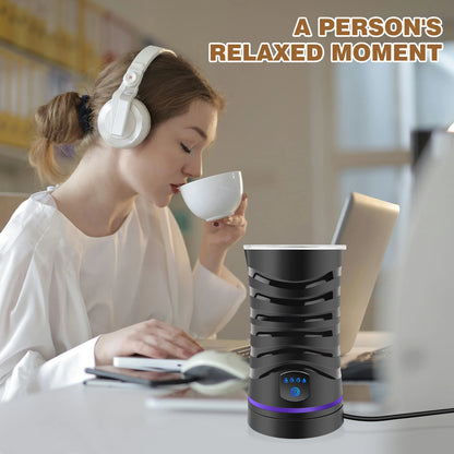 Milk Frother 4-in-1 Electric Milk Frother w/4 Modes Electric Milk Frother for Cappuccino, Latte, Mocha, Macchiato, Hot Chocolate