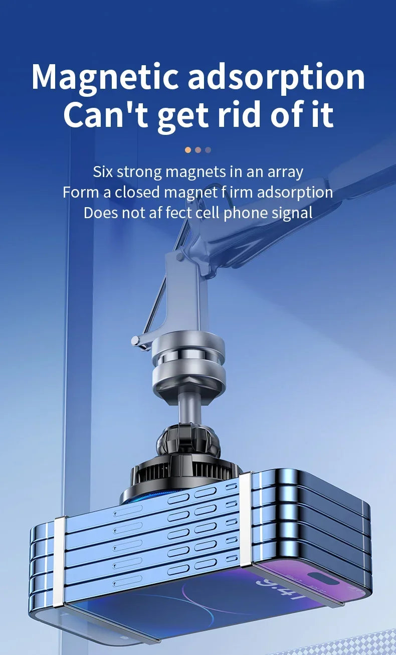 ice Cooling Magnetic Wireless Car Charger Stand for iPhone 16 15 14 13 12 Pro Max MacSafe Car Phone Holder Fast Charging Station