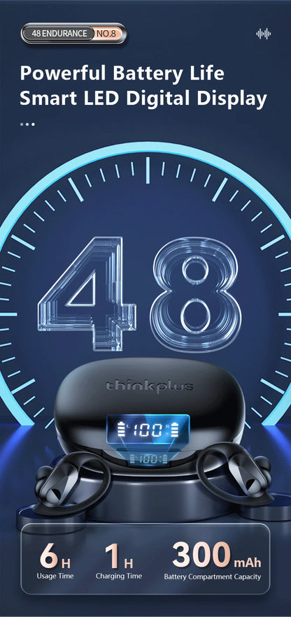 New Lenovo LP75 TWS Sports Earphones Bluetooth 5.3 Wireless Headphones Waterproof HiFi Stereo Noise Reduction Earbuds with Mics