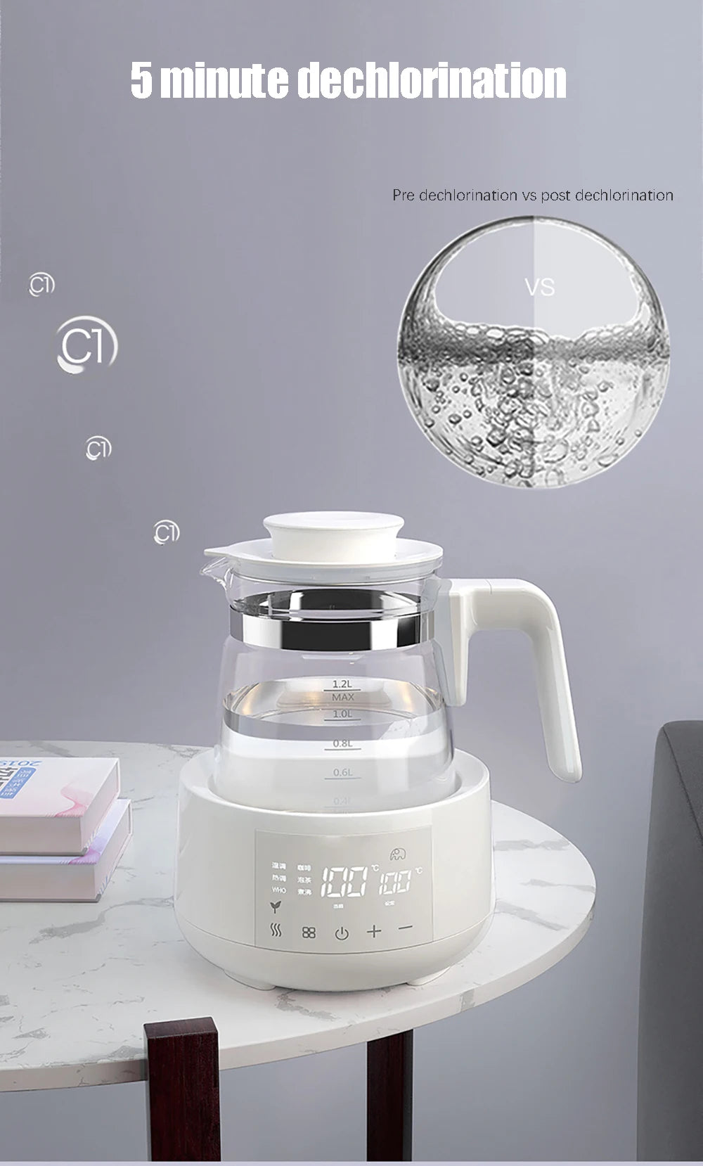 1.2L Electric Water Kettle Infant Thermostatic Milk Regulator Baby Kettle Keep Warm 24 Hours Smart Insulation Pot Milk Warmer