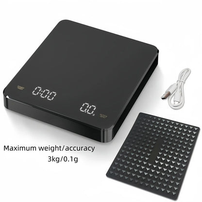 High-precision Electronic Coffee Scale with Waterproof Pad LED Display USB Timing Professional Home Coffee Accessories 3kg/0.1g