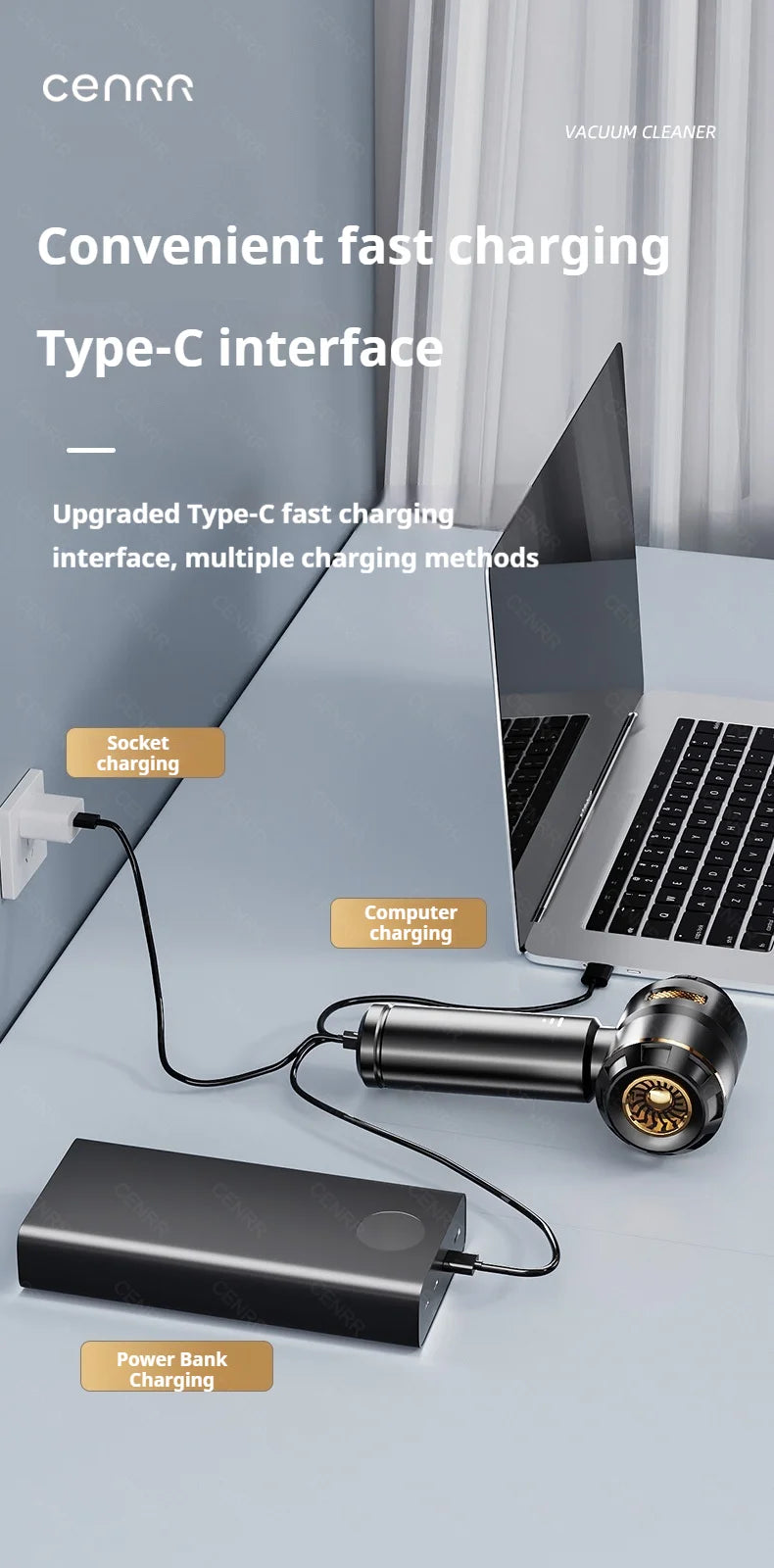 CENRR 998000PA Car Vacuum Cleaner Powerful Portable HandHeld Vacuum Cleaner For Car Wireless Cleaner Robot Car Accessories