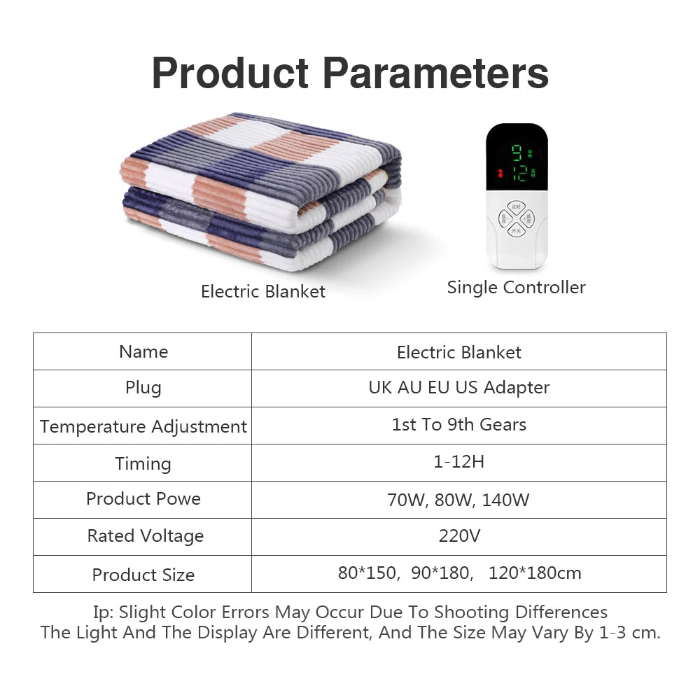 Electric Bed Sheet Heated 220V Blankets Heated Electric Sheet Intelligent Controller EU Plug Home Living Room Office Winter Use