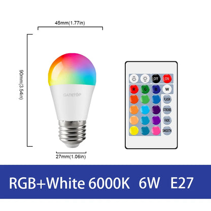LED RGB Lamp Spotlight Bulb E27 E14 GU10 B22 AC120V 230V Bombillas LED 6W 10W IR Remote Control Led Smart RGBW Lamp Home Decor