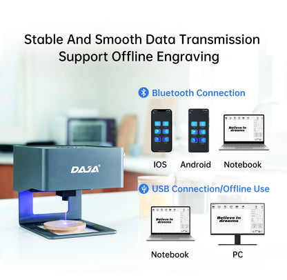 DAJA DJ6 Mini Portable Laser Engraver Diy Bluetooth Machine Painted Dog Tag Paper Leather Wooden Plastic Logo CNC Machine