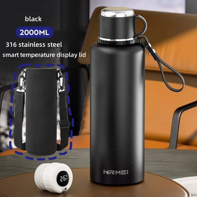 2L Thermos Insulated Water Bottle Hot Water Bottle Vacuum Flask Smart coffee drinkware cup Stainless Steel Double Wall Kettles