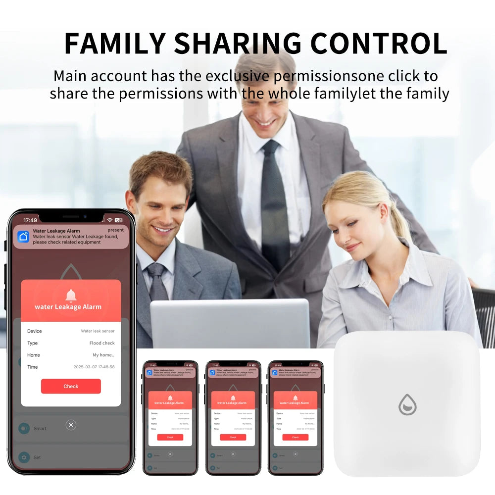 Tiny Water Leakage Smart Sensor ZigBee Smart Leakage Detector Alarm Supports tuya/Home Assistant/eWeLink for Smart Home Security