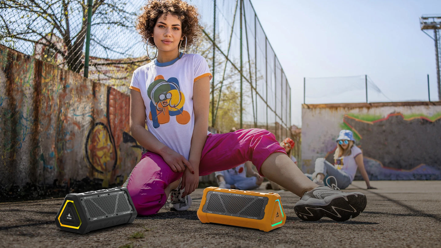 MLOVE P3 Outdoor Bluetooth Speaker, 40W Output Power Bluetooth 5.3 Speaker ,Stereo Sound IPX7 Waterproof,Micro SD Card,RGB Light