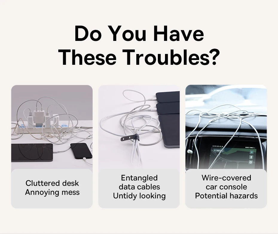 Baseus Cable Organizer Holder Magnetic Cable Smooth Adjustable Cord Holder Under Desk Cable Management Wire Keeper Cable Clips