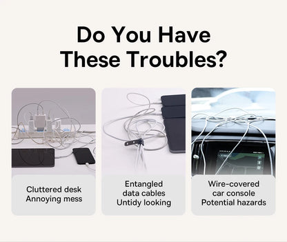 Baseus Cable Organizer Holder Magnetic Cable Smooth Adjustable Cord Holder Under Desk Cable Management Wire Keeper Cable Clips