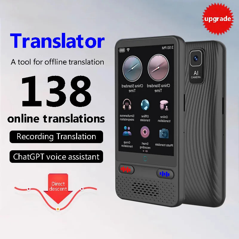 Language Translator Device AI Translation Support ChatGPT 138 Languages Translation Two Way Real Time Voice Translation with