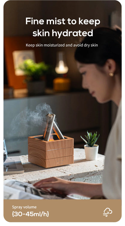 NEWSTYLE Simulated Flame Aroma Diffuser Bonfire Air Humidifier Ultrasonic Cool Mist Maker Fogger LED Essential Oil Lamp Diffuser