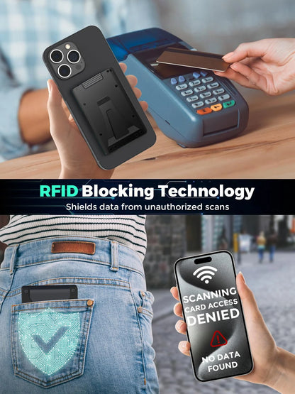 Magnetic Cellphone Wallet for Apple MagSafe with RFID-Blocking Metal Card Holder - Holds 10 Cards