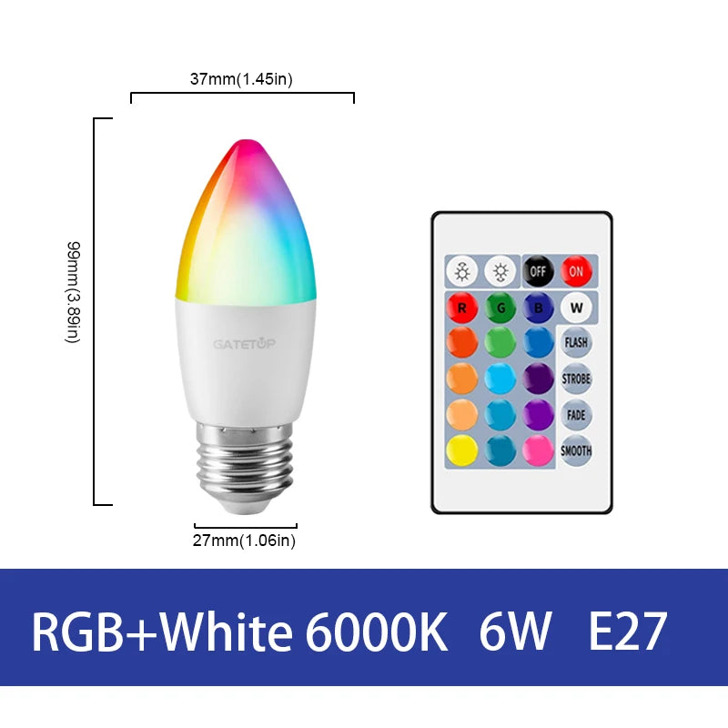 LED RGB Lamp Spotlight Bulb E27 E14 GU10 B22 AC120V 230V Bombillas LED 6W 10W IR Remote Control Led Smart RGBW Lamp Home Decor