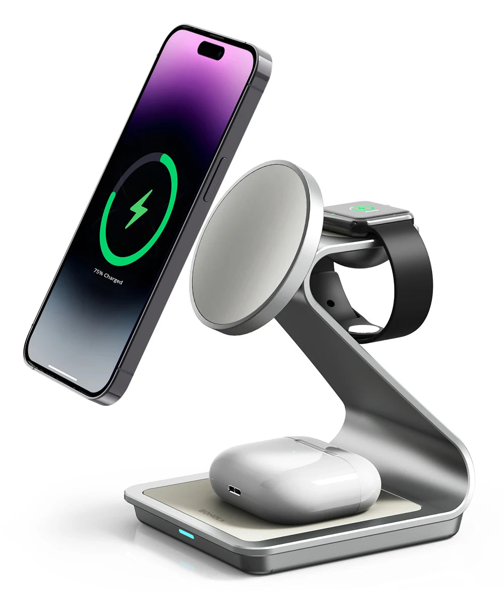 Bonola Magnetic 3 in 1 Wireless Charger for iPhone 16/15/13/14 Pro/12 30W Wireless Charging Station for Apple Watch/AirPods Pro