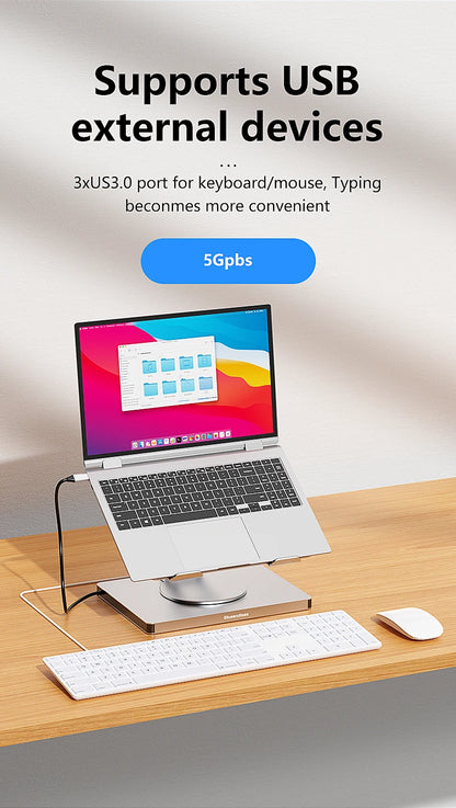 Blueendless Aluminum ipad Holder 10 in 1 docking C hub 4K 60Hz Type C Adapter USB3.0 5Gbps 100W PD Charger For Laptop desktop