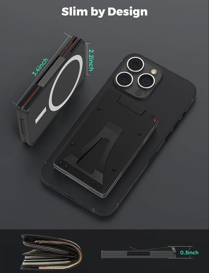 Magnetic Cellphone Wallet for Apple MagSafe with RFID-Blocking Metal Card Holder - Holds 10 Cards