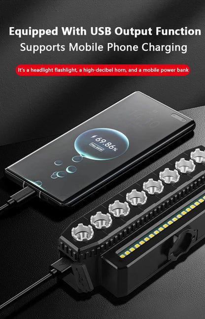 5/8 LED Bicycle Front Light USB Rechargeable 130dB Cycling Bike Horn Easy to Install 6 Modes Bicycle Bell Light