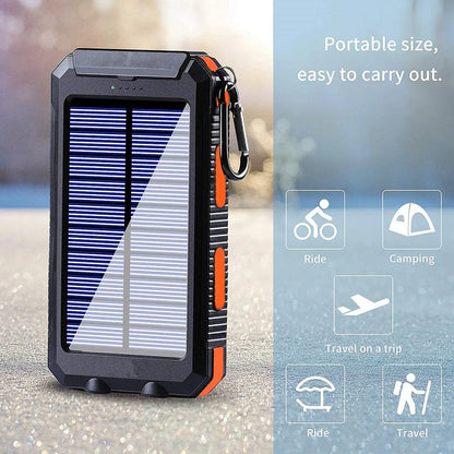 Solar Power Bank 80000mAh Portable Charging Poverbank External Battery Charger Strong Light LDE Light for All Smartphones