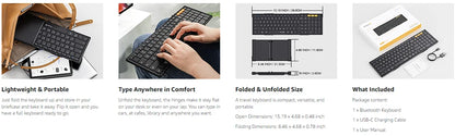 Folding Keyboards with Numeric Keypad Bluetooth Wireless Portable Silm Full-SizeT Foldable Keyboard for Travel Computer PC iPad