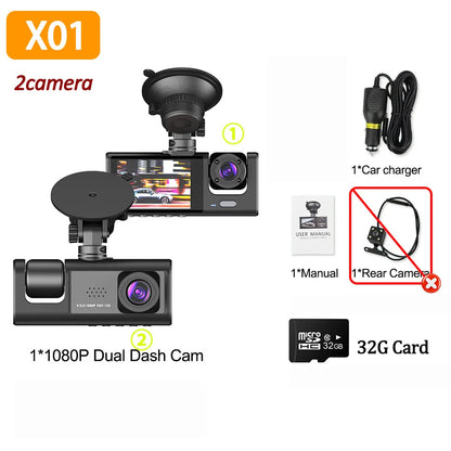 1080P Car Dvr 2/3 Camra Dash Cam for Cars Camera for Vehicle Recorder Video Front Optional Rear Camera  Night Vision Dashcam