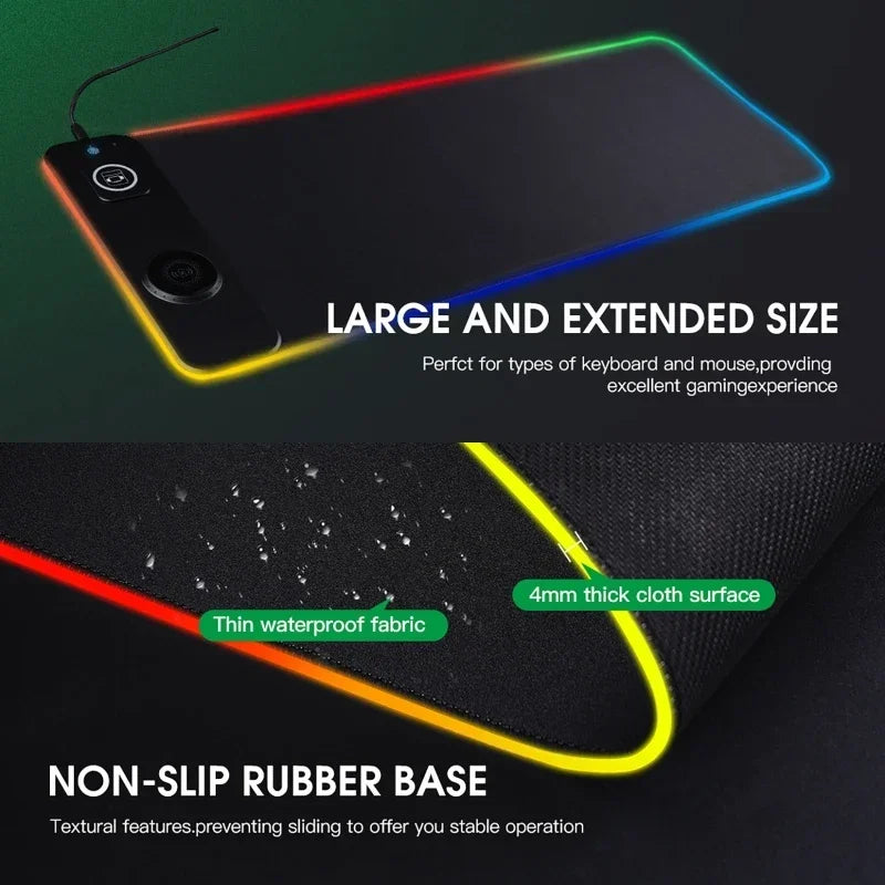 RGB Mouse Keyboard Pad with Wireless Charging Large Pads for Phone Gaming Mousepad Desktop PC Laptop Computer Desks Plate Mat