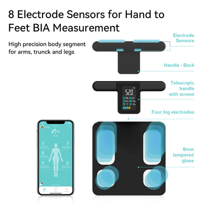 Smart 8 Electrode Scale Bioimpedance Electronic Digital Weight Balance Fat Body Water Muscle Mass BMI Composition Scale